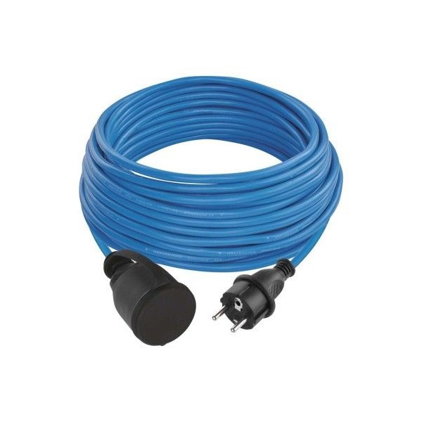 Počasí odolný prodlužovací kabel 20 m / 1 zásuvka / modrý / silikon / 230 V / 1,5 mm2