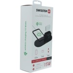 WIRELESS NABÍJEČKA 3v1 ČERNÁ SWISSTEN