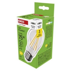 LED žárovka Filament A60 / E27 / 7,8 W (75 W) / 1060 lm / neutrální bílá