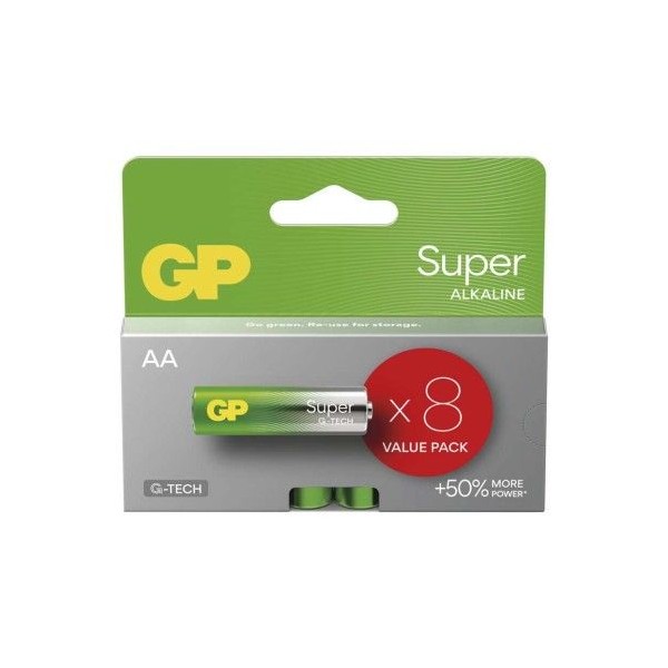 Alkalická baterie GP Super AA (LR6), 8 ks