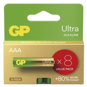 Alkalická baterie GP Ultra AAA (LR03), 8 ks