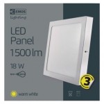 LED panel 225×225, čtvercový přisazený bílý, 18W teplá bílá