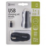 USB adaptér do auta 2,1A + micro USB kabel + USB-C redukce