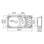 Metalac Inko, nerezový dřez LUNA FLEX 1,5D s odkap. vaničkou, pravý, nerez 0,5 mm (770 x 435 x 155 mm), průměr 90 mm pro sifon, 5 let záruka