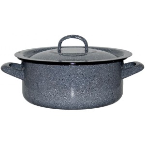 Metalac Kámen, mělký smaltovaný kastrol Klasik s poklicí 12 cm, 0,75 l