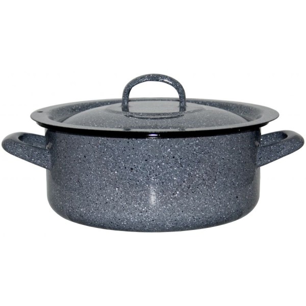 Metalac Kámen, mělký smaltovaný kastrol Klasik s poklicí 18 cm, 2 l