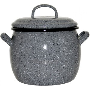 Metalac Kámen, hluboký, zaoblený smaltovaný hrnec s poklicí 12 cm, 1,5 l