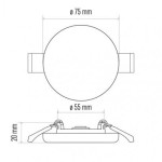 LED panel 75mm, kruhový vestavný bílý, 6W neut. bíla, IP65