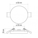 LED panel 155mm, kruhový vestavný bílý, 13W neutr. b., IP65