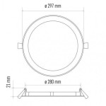 LED panel 297mm, kruhový vestavný bílý, 24W teplá bílá