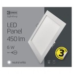 LED panel 120×120, čtvercový vestavný bílý, 6W neutrální b.