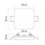 LED panel 185×185, čtvercový vestavný bílý, 18W neut.b.,IP65