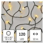 LED vánoční řetěz, 12 m, venkovní i vnitřní, teplá bílá, časovač