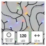 LED vánoční řetěz, 12 m, venkovní i vnitřní, multicolor, časovač