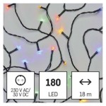 LED vánoční řetěz, 18 m, venkovní i vnitřní, multicolor, časovač