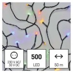 LED vánoční řetěz, 50 m, venkovní i vnitřní, multicolor, časovač