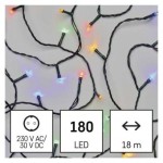 LED vánoční řetěz, 18 m, venkovní i vnitřní, multicolor, programy