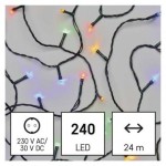 LED vánoční řetěz, 24 m, venkovní i vnitřní, multicolor, programy