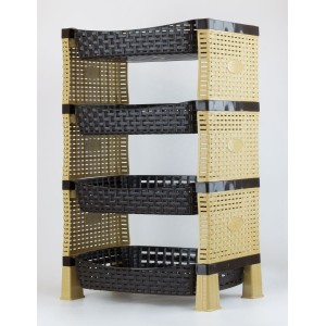 Mega Plast, SHELF regál polyratan, 41 x 30 x 65 cm, krém/wenge