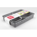 Mega Plast, Set košíky MONAKO XS + S + M, 6,5 x 36 x 27 cm, šedá metalíza