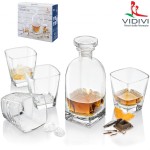 VIDIVI, sada na whisky DUCALE, 4 x sklenice 0,33 l plus karafa 0,7 l