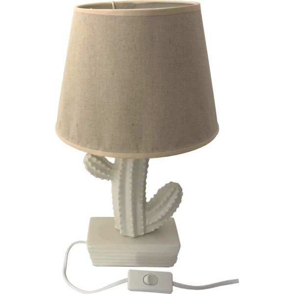 DUE ESSE, Stolní lampa bílá s bílým kaktusem 38 cm