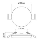 LED panel 100mm, kruhový vestavný bílý, 8W neut. bíla, IP65