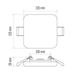 LED panel 125×125, čtvercový vestavný bílý, 11 W neu.b.,IP65