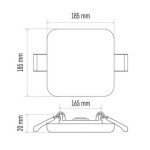 LED panel 185×185, čtvercový vestavný bílý, 18W neut.b.,IP65