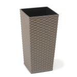 LAMELA, květináč FINEZIA ECO WOOD RATTAN, rozměr 30 x 30 x 57 cm, šedý