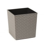 LAMELA, květináč JUKA ECO WOOD RATTAN, rozměr 25 x 25 x 25,6 cm, šedý