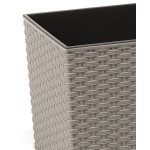 LAMELA, květináč JUKA ECO WOOD RATTAN, rozměr 25 x 25 x 25,6 cm, šedý